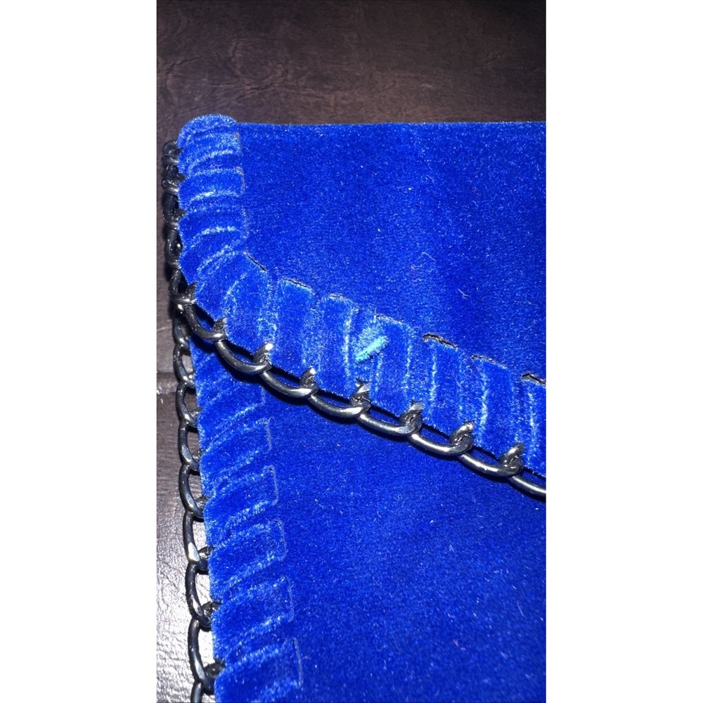 Design Lab Lord & Taylor Envelope Purse Clutch Blue Velvet 11 X 8 - Picture 10 of 11
